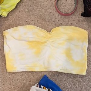 Yellow tie dyed tube top bralette